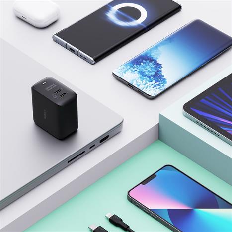 Sạc nhanh 2 cổng Type-C PD 45W Aukey PA-B4T Omnia - Đen Màu Đen