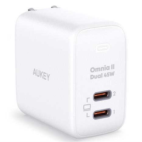 Sạc nhanh 2 cổng Type-C PD 45W Aukey PA-B4T Omnia - Trắng Màu Trắng