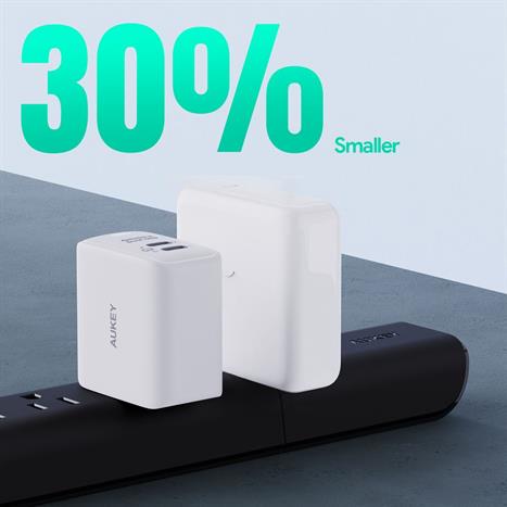 Sạc nhanh 2 cổng Type-C PD 45W Aukey PA-B4T Omnia - Trắng Màu Trắng