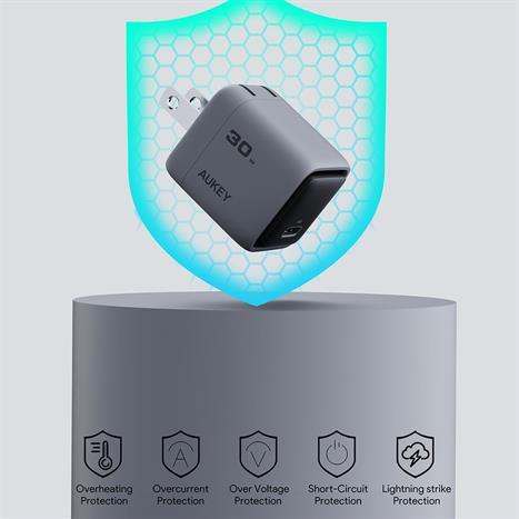 Sạc nhanh Type-C PD 30W Aukey PA-C1 Pro Màu Xám