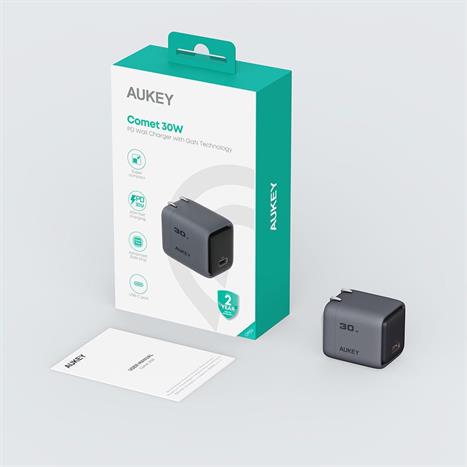 Sạc nhanh Type-C PD 30W Aukey PA-C1 Pro Màu Xám