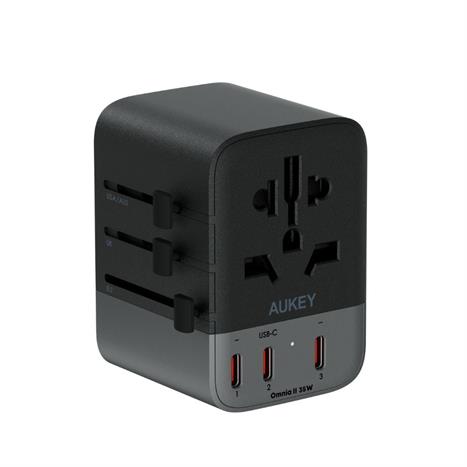 Adapter sạc du lịch đa cổng PD 35W Aukey PA-TA07A Màu Xám