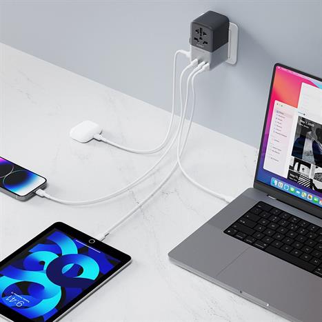 Adapter sạc du lịch đa cổng PD 100W Aukey PA-TA09A Màu Xám