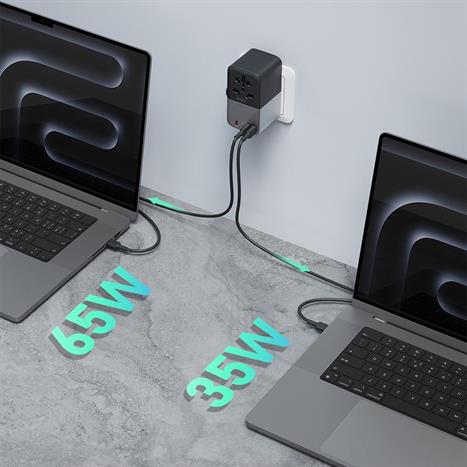 Adapter sạc du lịch đa cổng PD 100W Aukey PA-TA09A Màu Xám