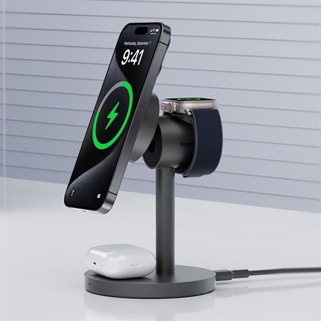 Đế sạc không dây 3 in 1 15W Aukey LC-MC311 Màu Xám