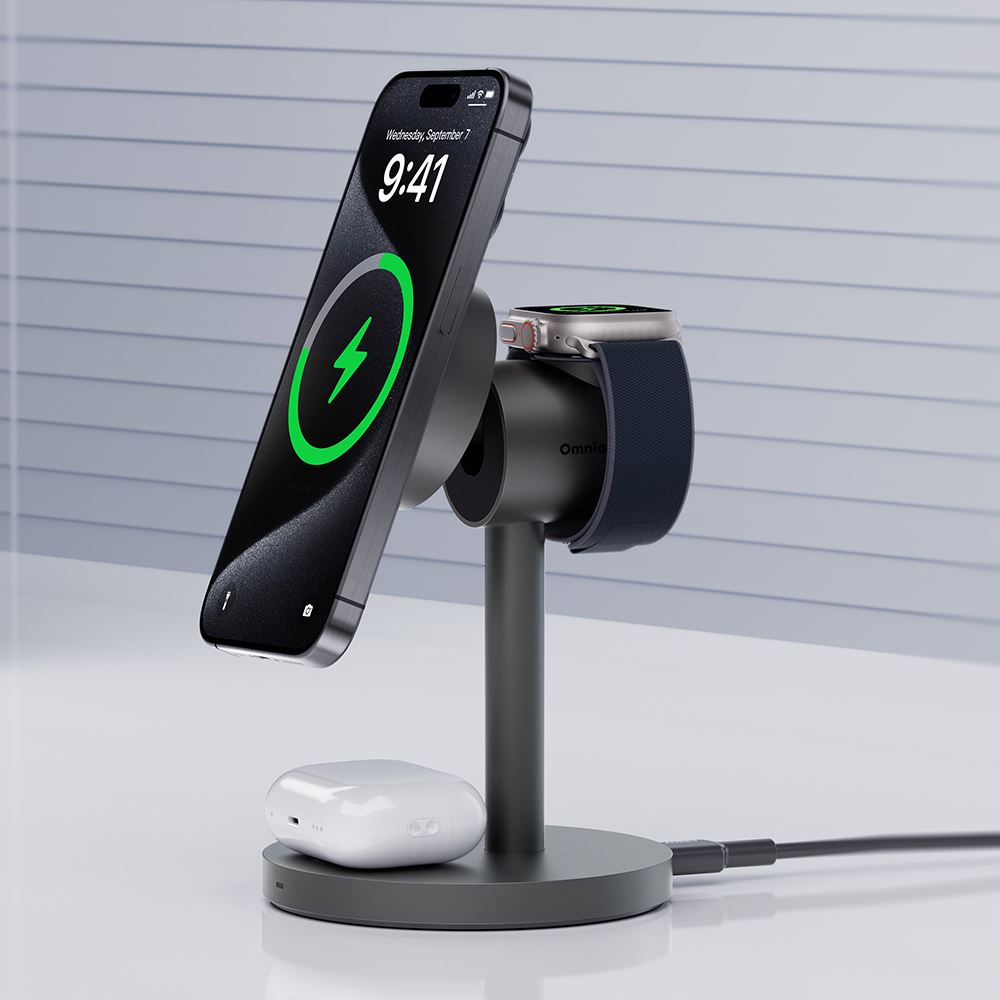 Đế sạc không dây 3 in 1 15W Aukey LC-MC311 Màu Xám