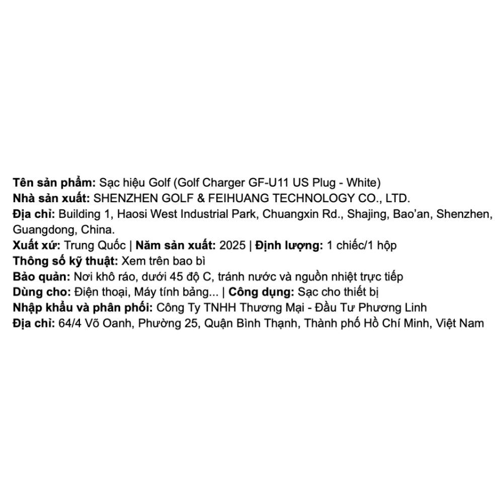Sạc USB-A 10.5W GOLF GF-U11 - 7