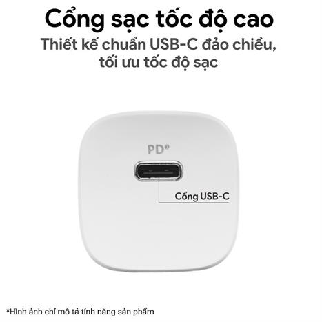 Sạc nhanh Type-C PD 20W Dekey Power Pioneer A2366 - Đen Màu Đen