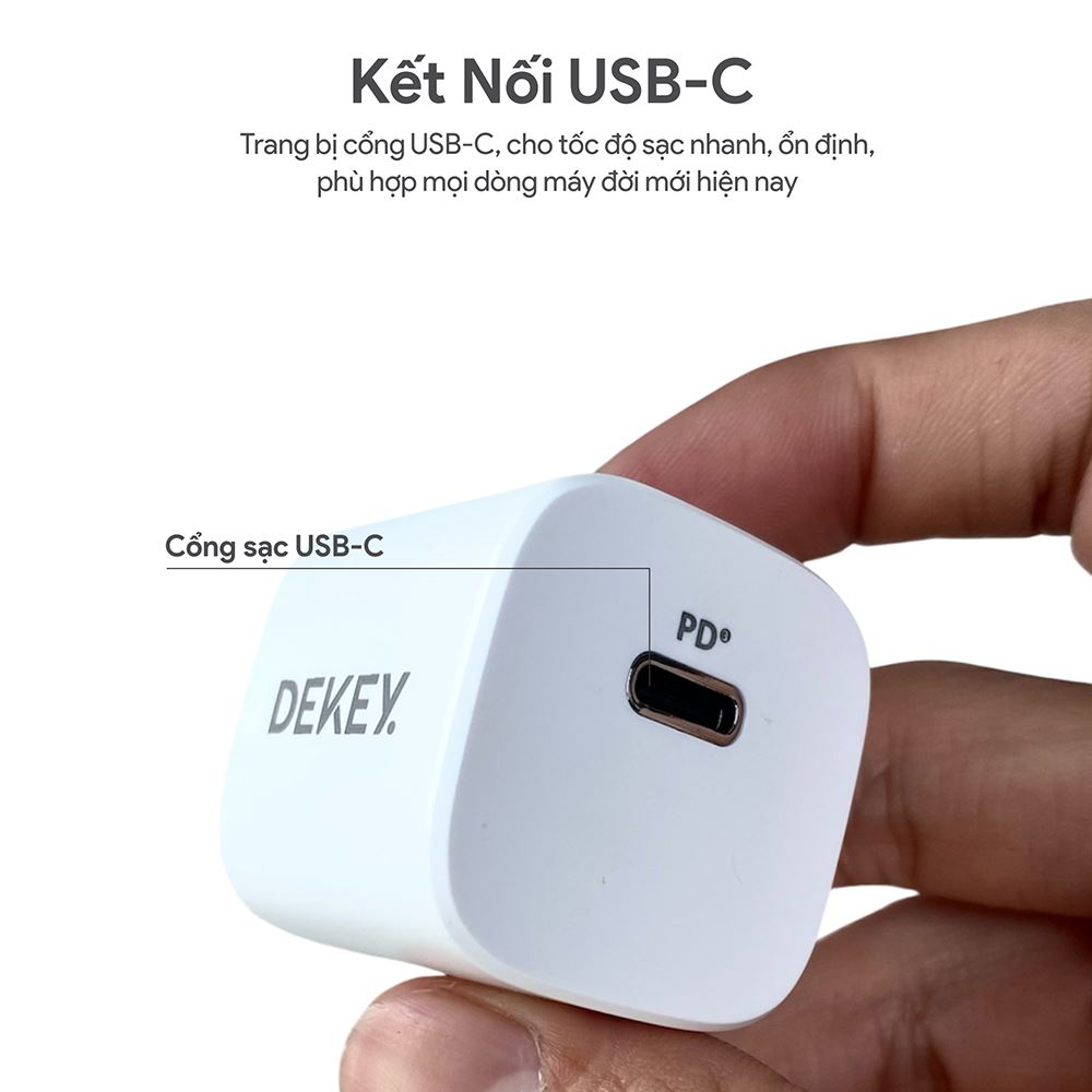 Sạc nhanh Type-C PD 20W Dekey Power Pioneer A2366 - Trắng - Cổng kết nối