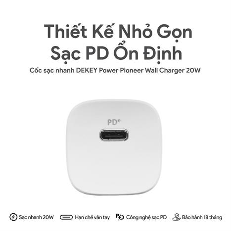 Sạc nhanh Type-C PD 20W Dekey Power Pioneer A2366 - Trắng Màu Trắng