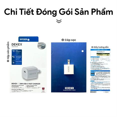 Sạc nhanh Type-C PD 20W Dekey Power Pioneer A2366 - Trắng Màu Trắng