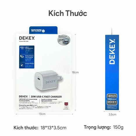Sạc nhanh Type-C PD 20W Dekey Power Pioneer A2366 - Trắng Màu Trắng