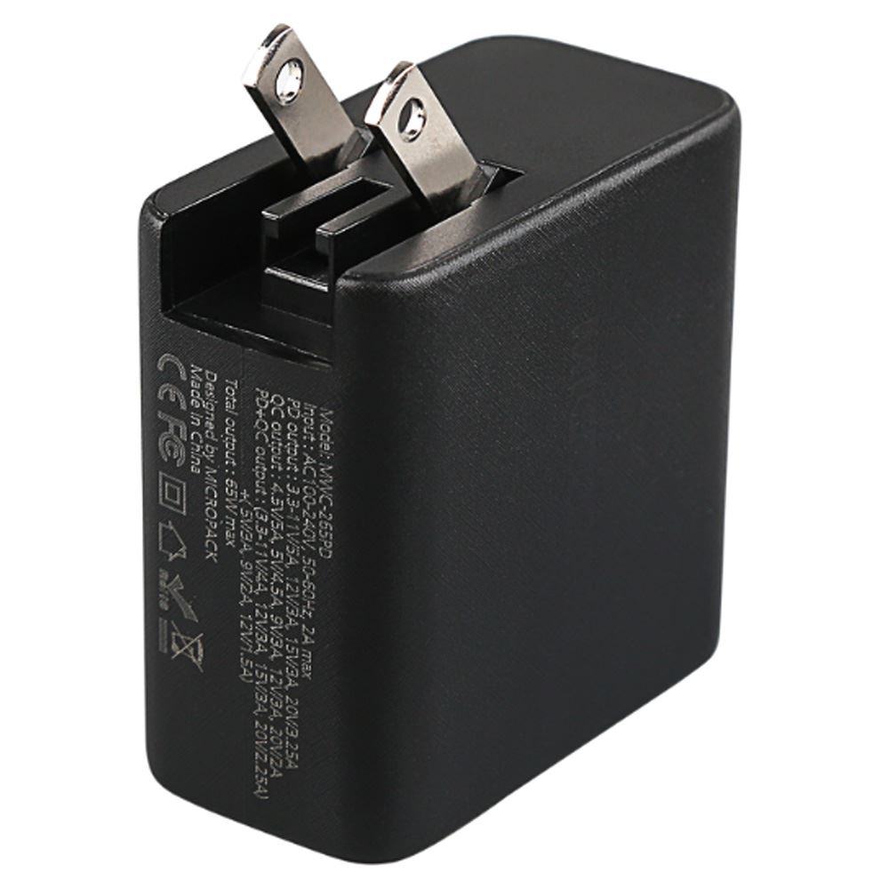 Sạc nhanh 2 cổng USB Type-C QC PD 65W MicroPack Power Server 65 MWC265PD Màu Đen