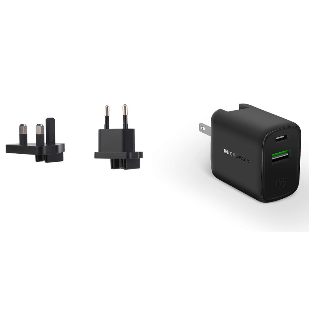 Sạc nhanh 2 cổng USB Type-C QC PD 65W MicroPack Power Server 65 MWC265PD Màu Đen