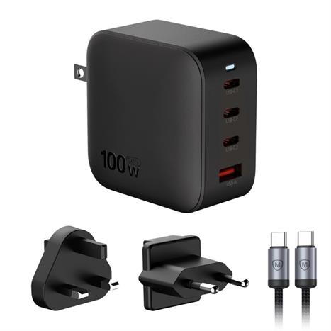 Bộ sạc nhanh 4 cổng USB Type-C QC PD GaN PPS 100W MicroPack Power Server 100 MWC4100 Màu Đen