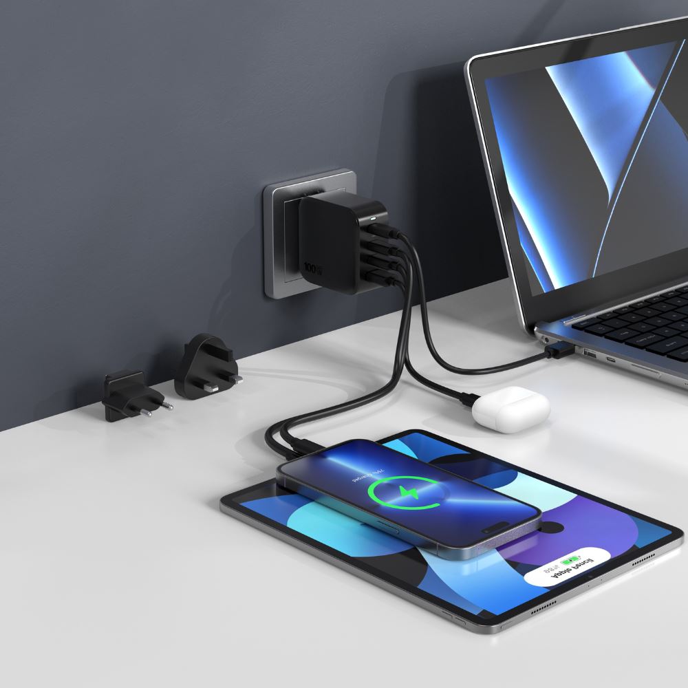 Bộ sạc nhanh 4 cổng USB Type-C QC PD GaN PPS 100W MicroPack Power Server 100 MWC4100 - Cổng kết nối