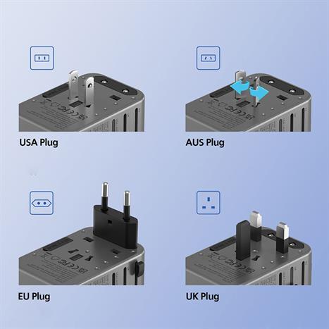Sạc du lịch 3 cổng USB Type-C PD PPS 35W MicroPack Traveller 35 MTA535 Màu Xám