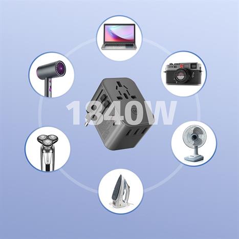 Sạc du lịch 3 cổng USB Type-C PD PPS 35W MicroPack Traveller 35 MTA535 Màu Xám