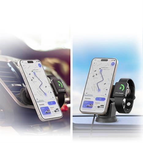 Đế sạc không dây 2 in 1 15W MicroPack Magnetic Car Charger Mount MCC-215M Màu Đen