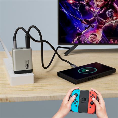 Sạc nhanh 2 cổng USB Type-C GaN 65W MicoPack MWC-265H Màu Vàng đồng