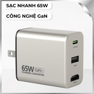 Sạc nhanh 2 cổng USB Type-C GaN 65W MicoPack MWC-265H