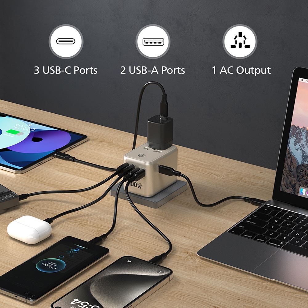 Sạc nhanh 2 cổng USB Type-C GaN 65W MicroPack MWC-265H - Cổng kết nối