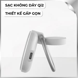 Đế sạc nhanh không dây 2 in 1 Qi2 15W Hyperjuice HJ3310WHGL