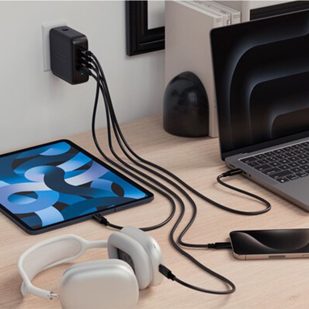 Sạc nhanh 4 cổng USB Type-C PD QC 3.0 GaN 100W HyperJuice HJ1002BKWWGL - Đen - Công suất
