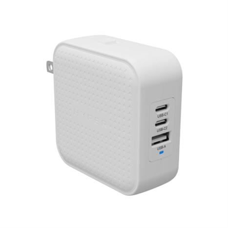 Sạc nhanh 3 cổng USB Type-C PD QC 3.0 GaN 70W HyperJuice HJ1003BKWWGL - Trắng Màu Trắng