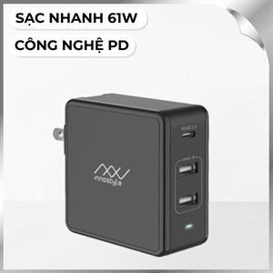 Sạc nhanh 3 cổng Type-C PD 61W Innostyle Gomax Plus IC73-3PDBLK
