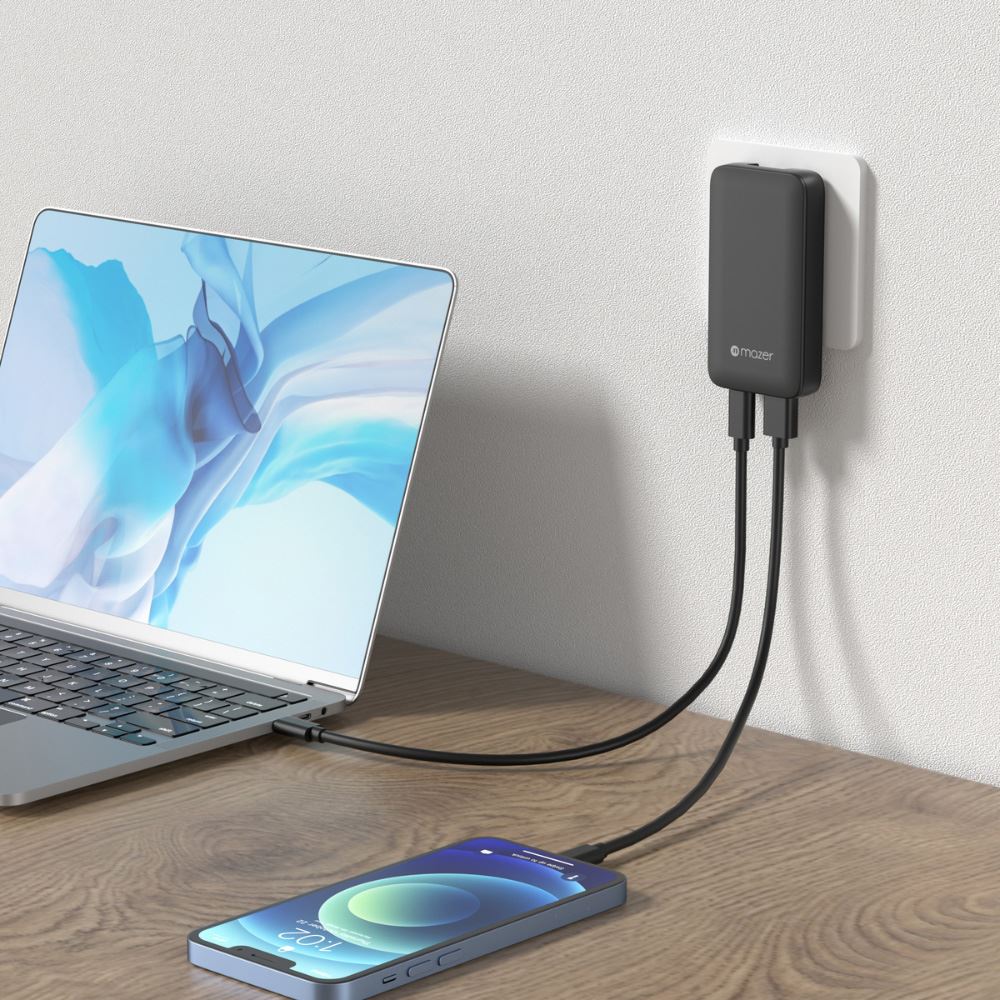 Sạc nhanh 2 cổng USB Type-C PD GaN 65W Mazer M-G65SLIM-BK - Khả năng sạc