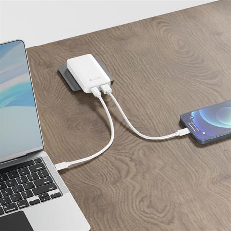 Sạc nhanh 2 cổng USB Type-C PD GaN 65W Mazer M-G65SLIM-WH Màu Trắng