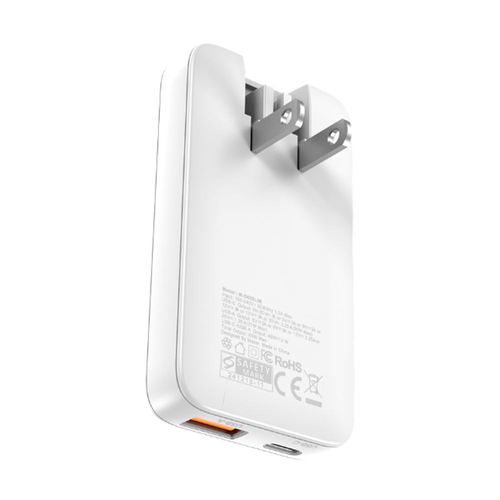 Sạc nhanh 2 cổng USB Type-C PD GaN 65W Mazer M-G65SLIM-WH - 3