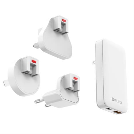 Sạc nhanh 2 cổng USB Type-C PD GaN 65W Mazer M-G65SLIM-WH Màu Trắng