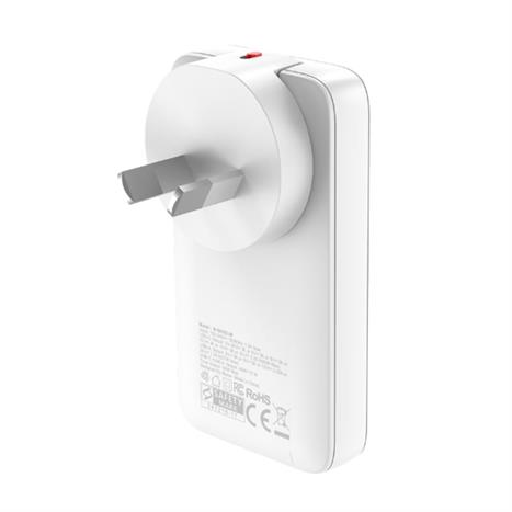 Sạc nhanh 2 cổng USB Type-C PD GaN 65W Mazer M-G65SLIM-WH Màu Trắng