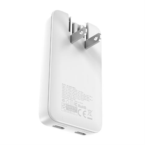 Sạc nhanh 2 cổng Type-C PD GaN 65W Mazer M-G65SLIM2C-WH Màu Trắng