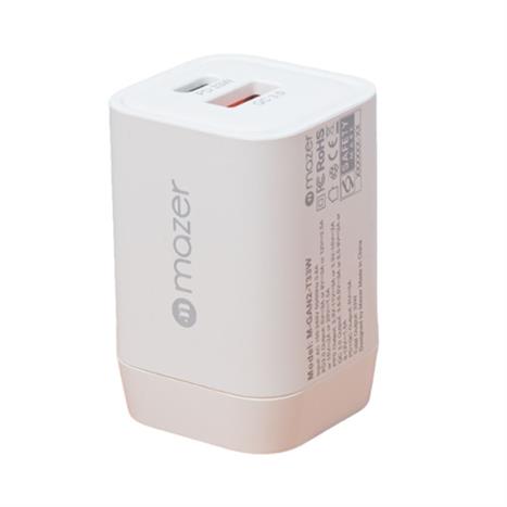 Sạc nhanh 2 cổng USB Type-C QC 3.0 GaN 33W Mazer M-GAN2-T33W-WH Màu Trắng
