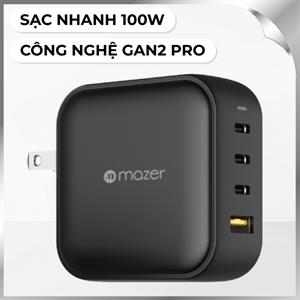 Sạc nhanh 4 cổng USB Type-C PD QC 3.0 GaN 100W Mazer M-GAN100W-BK