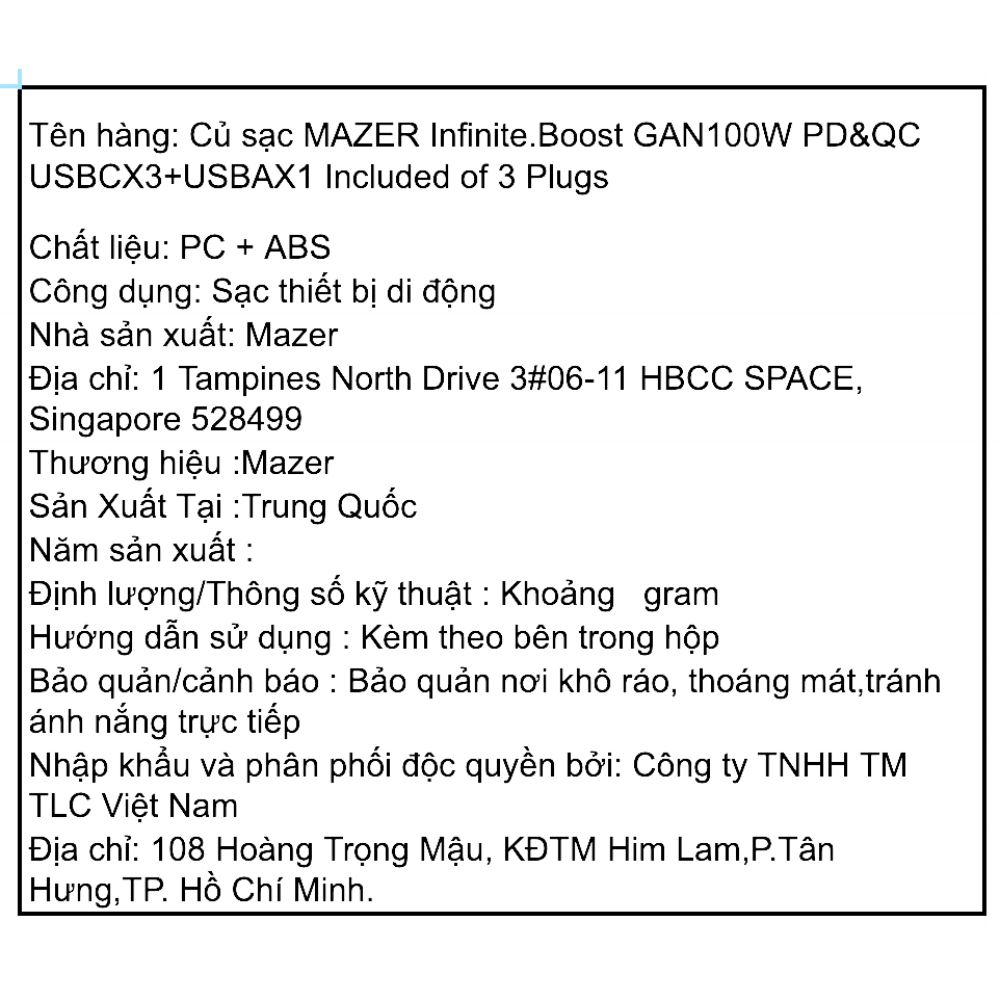 Sạc nhanh 4 cổng USB Type-C PD QC 4+ GaN 100W Mazer M-GAN100W-BC - 6