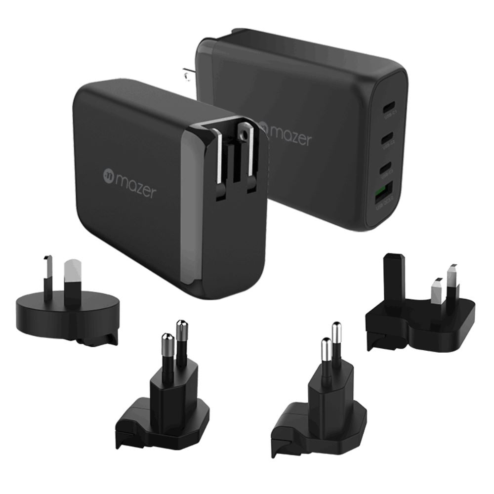 Sạc nhanh 4 cổng USB Type-C PD GaN 120W Mazer M-GAN120W-BK - Số plug