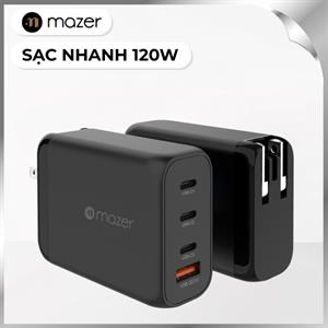 Sạc nhanh 4 cổng 120W Mazer M-GAN120W-BK