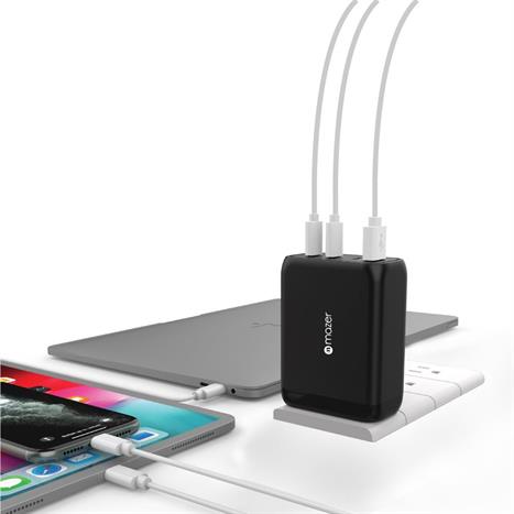 Sạc nhanh 4 cổng USB Type-C PD QC 4+ GaN 200W Mazer M-GAN200W-BK Màu Đen