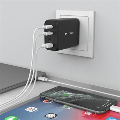 Sạc nhanh 4 cổng USB Type-C PD QC 4+ GaN 200W Mazer M-GAN200W-BK Màu Đen