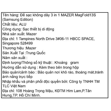 Đế sạc nhanh không dây 23W Mazer M-MagFold13S-BK Màu Đen