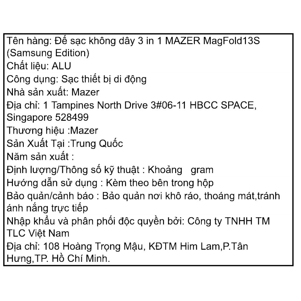 Đế sạc nhanh không dây 23W Mazer M-MagFold13S-BK Màu Đen