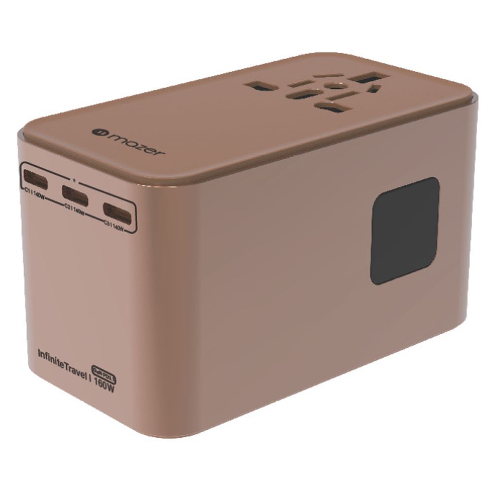 Sạc nhanh du lịch USB Type-C PD QC 4+ GaN 160W Mazer M-IFTravel1160PD-DT - công suất mạnh mẽ