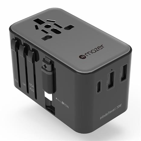 Sạc nhanh du lịch USB Type-C 70W Mazer M-IFTravel370-BG Màu Đen - Xám