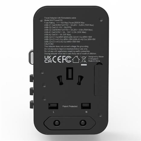 Sạc nhanh du lịch USB Type-C 70W Mazer M-IFTravel370-BG Màu Đen - Xám