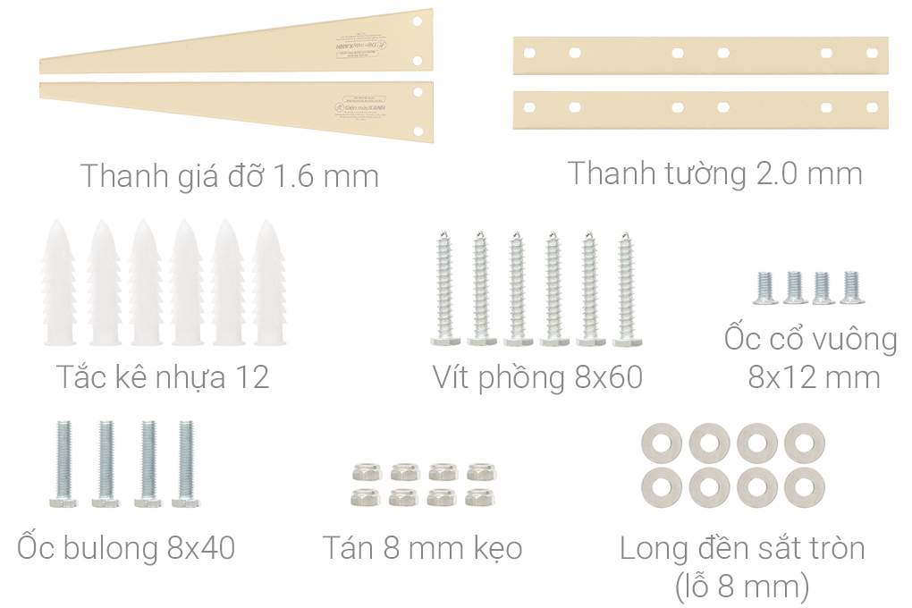 Cặp eke Điện Máy Xanh sắt sơn tĩnh điện 4 cm