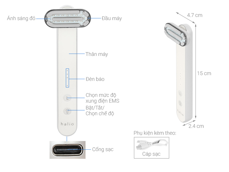 Máy ánh sáng đỏ tăng sinh Collagen Halio 3 in 1
